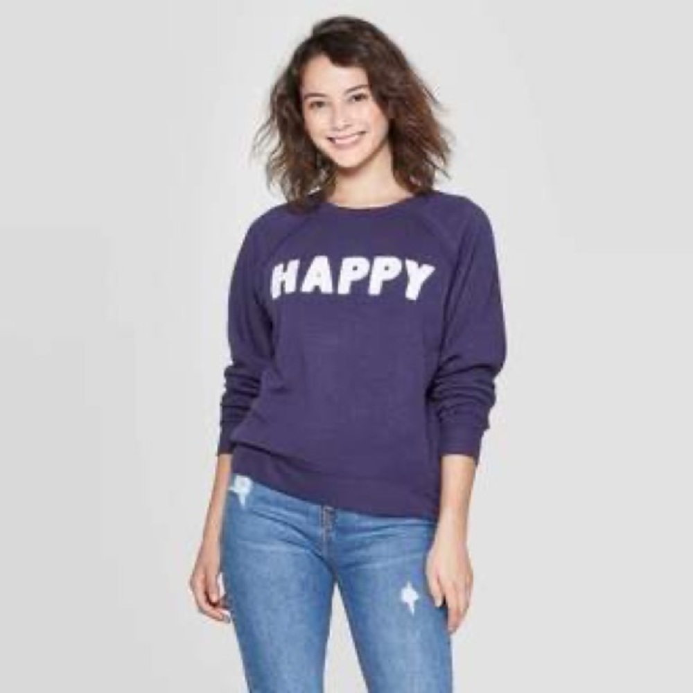 Grayson Threads Happy Graphic Sweatshirt Blue
